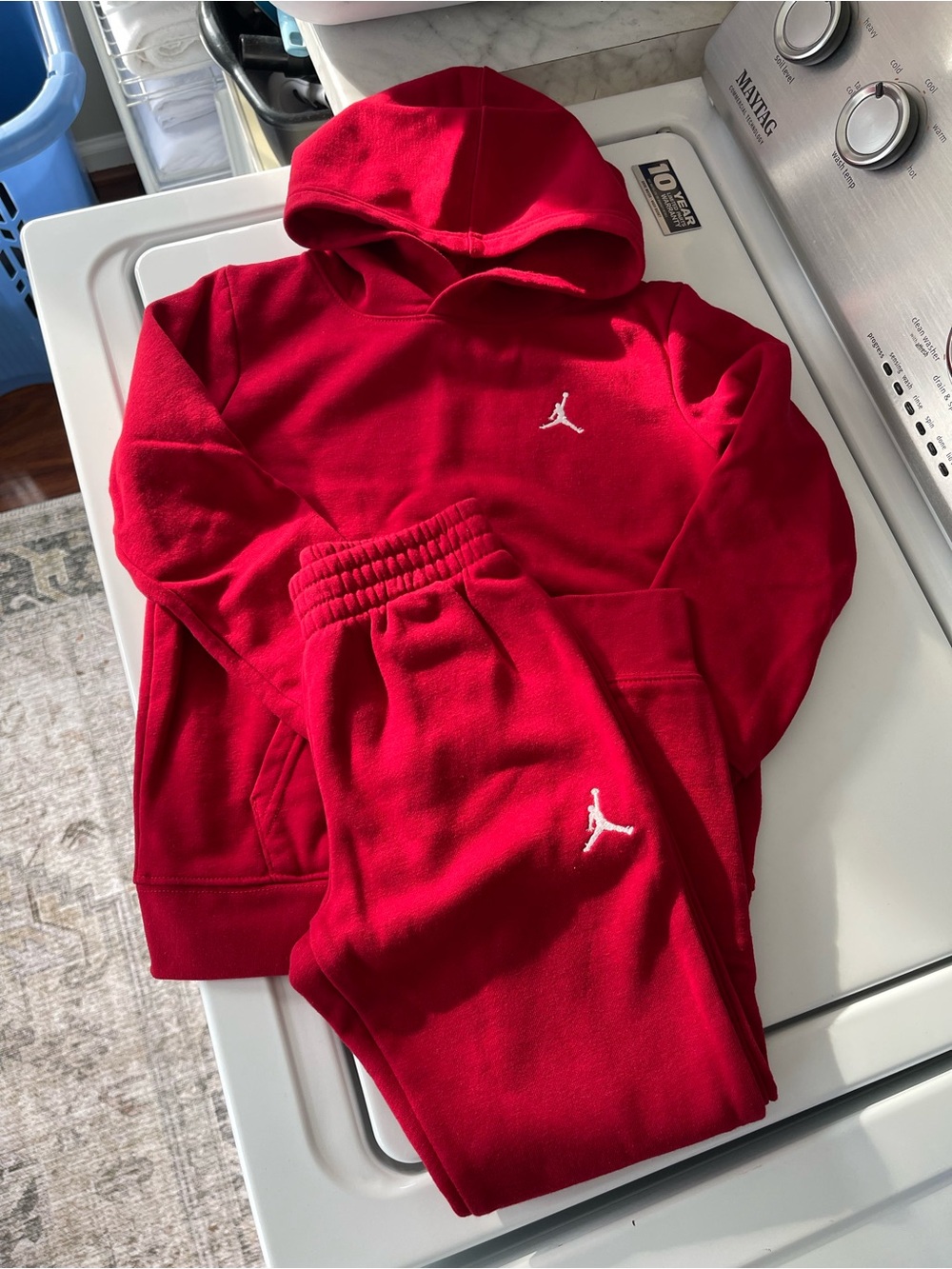 Jordan Kids Red Fleece Hoodie & Jogger Set Size 6
